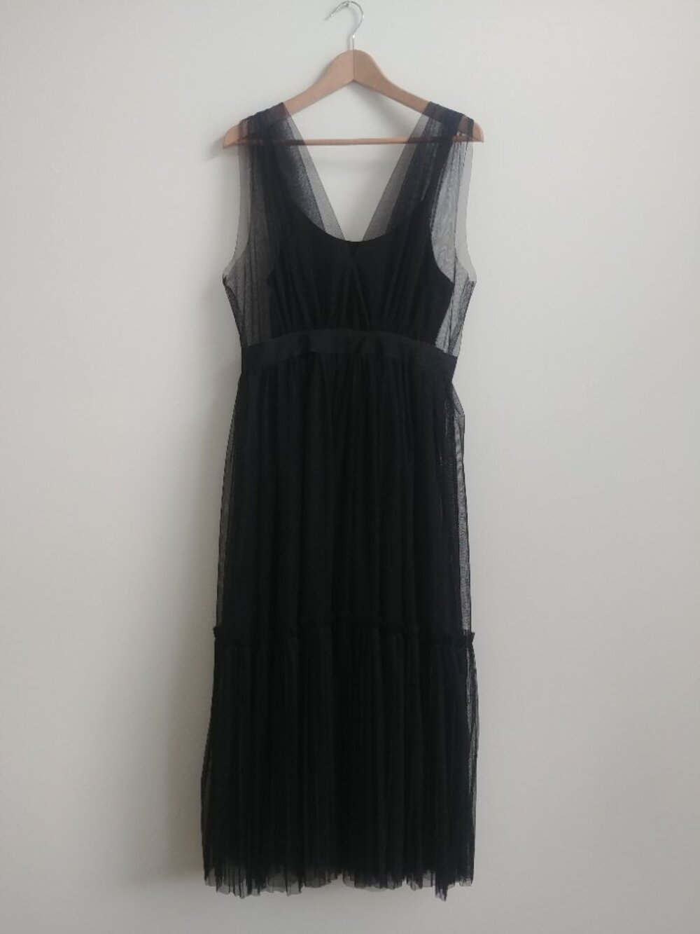 Astrid Medium two piece dress black tulle sleeveless midi dress made in Italy